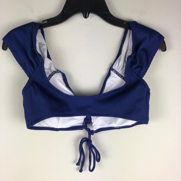 Cupshe Lace Up Bikini Swim Top Blue Small - Picture 6 of 7